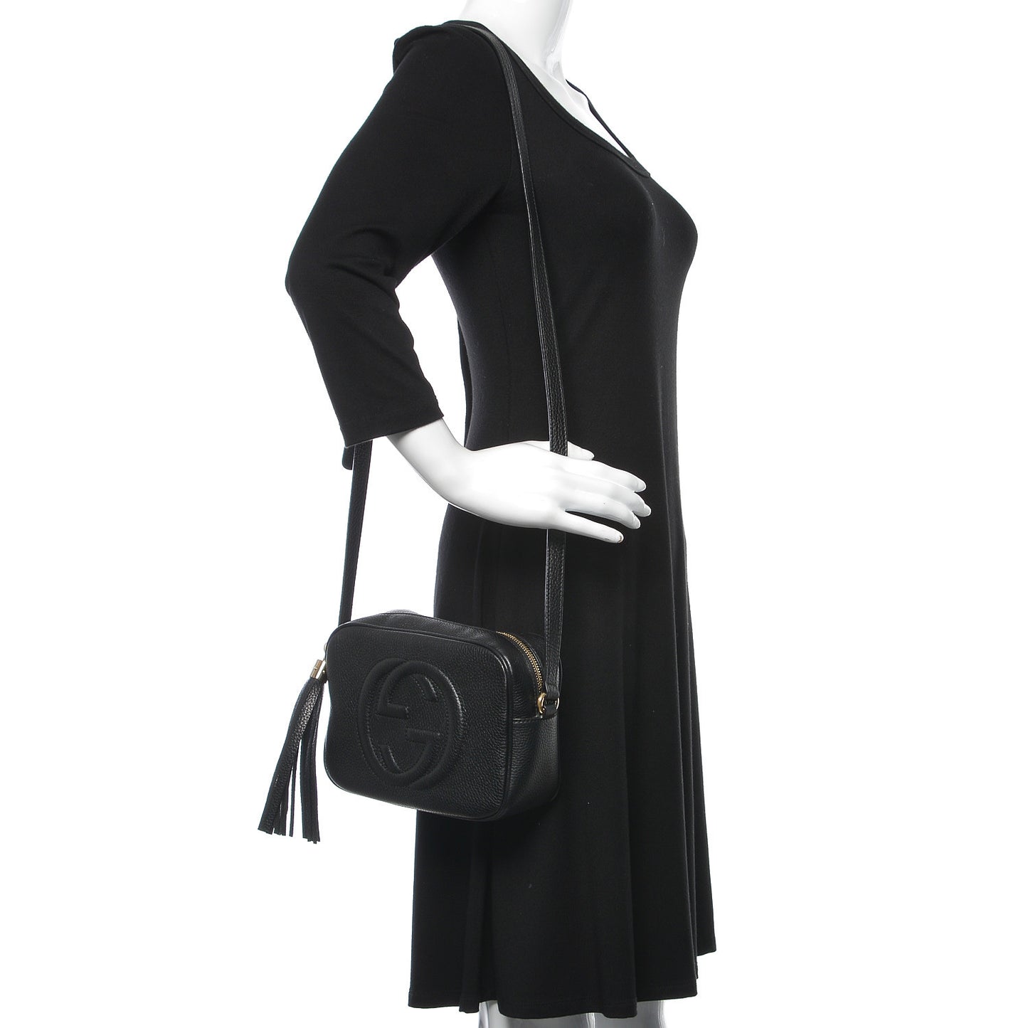 Pebbled Calfskin Small Soho Disco Bag Black