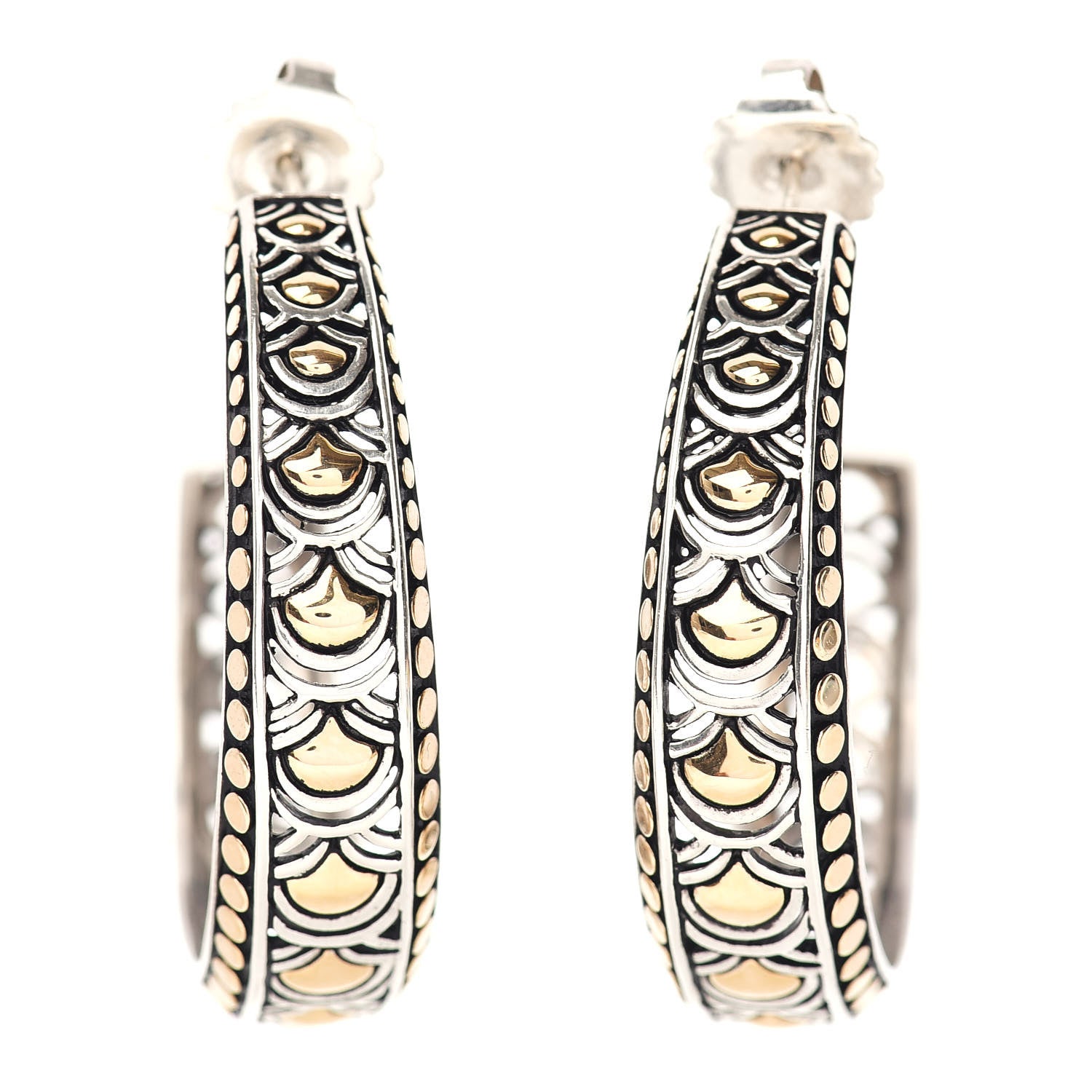 John Hardy Sterling Silver 18K Yellow Gold Naga Hoop Earrings 1 of 4