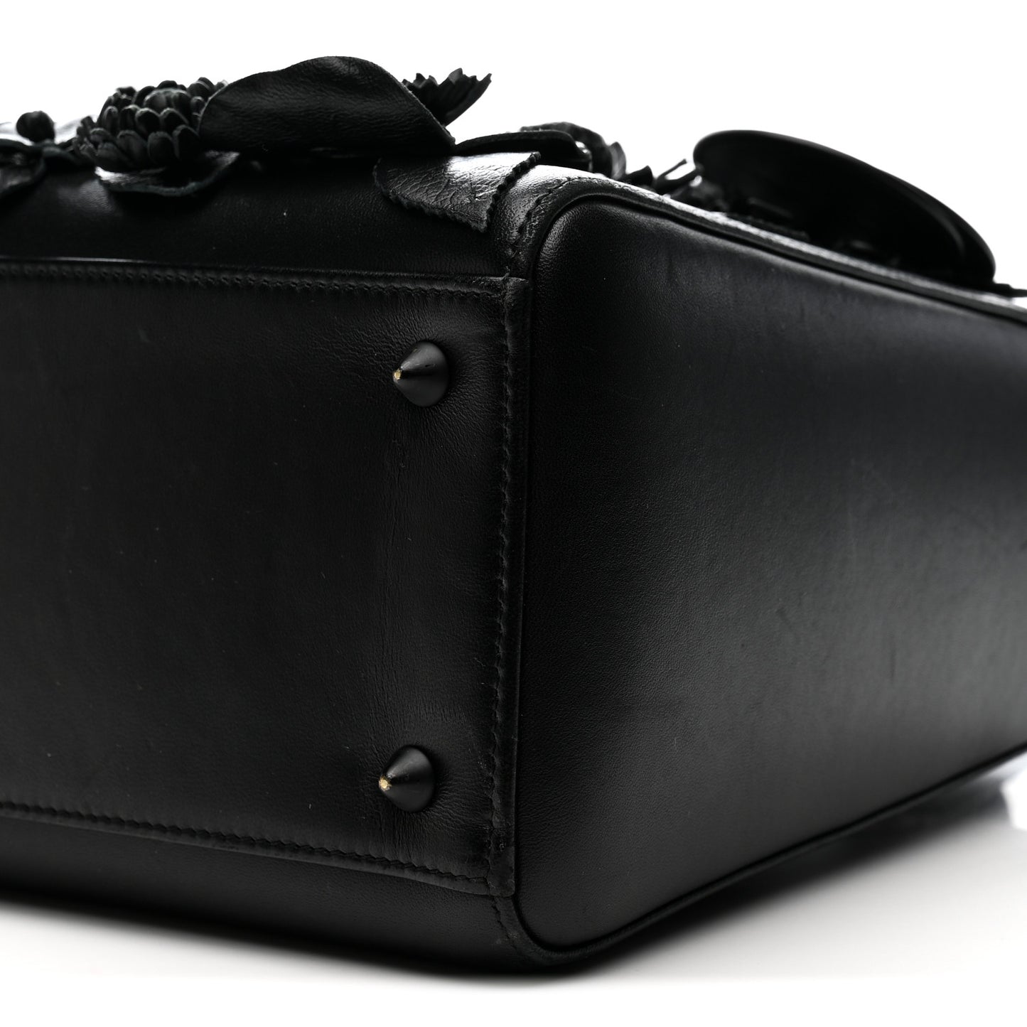 Ultra Matte Calfskin 3D Flower Embellished Medium Lady Dior Black