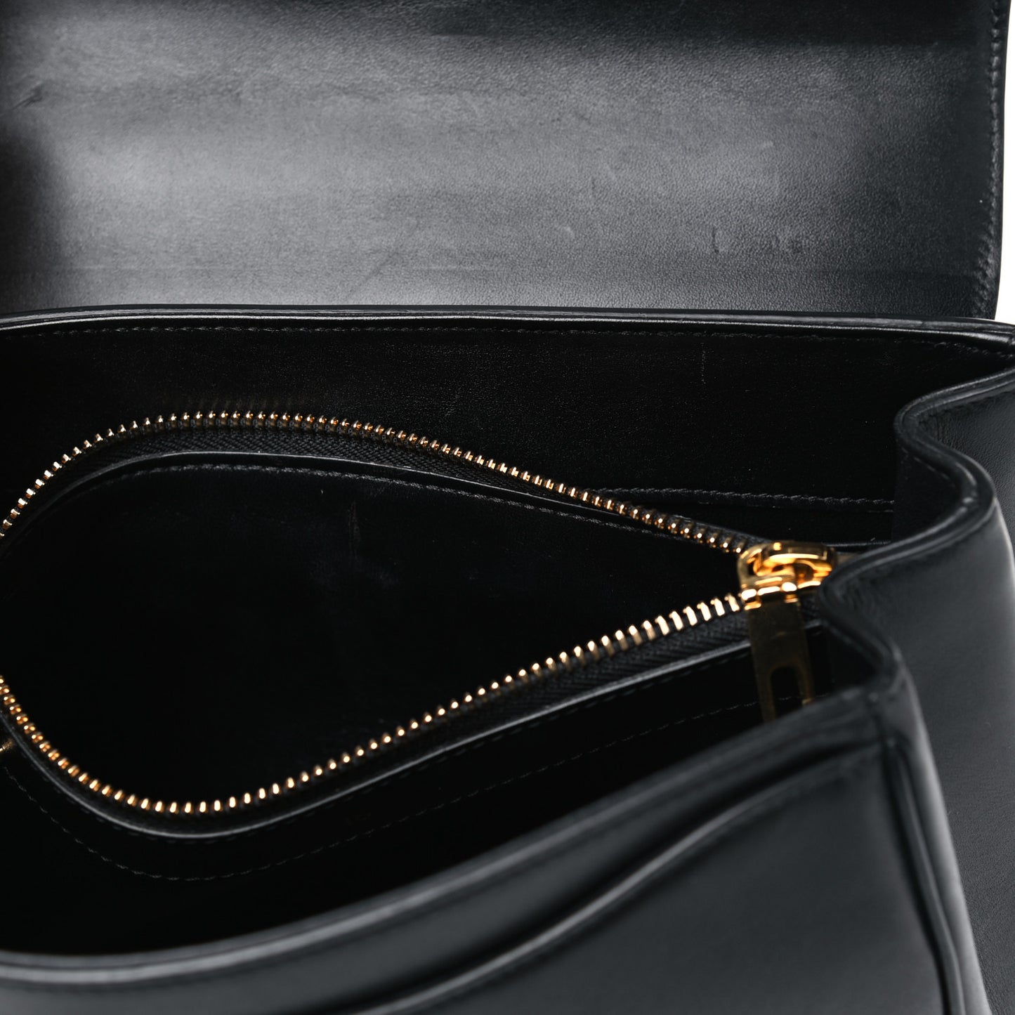 Satinated Calfskin Small 16 Top Handle Bag Black