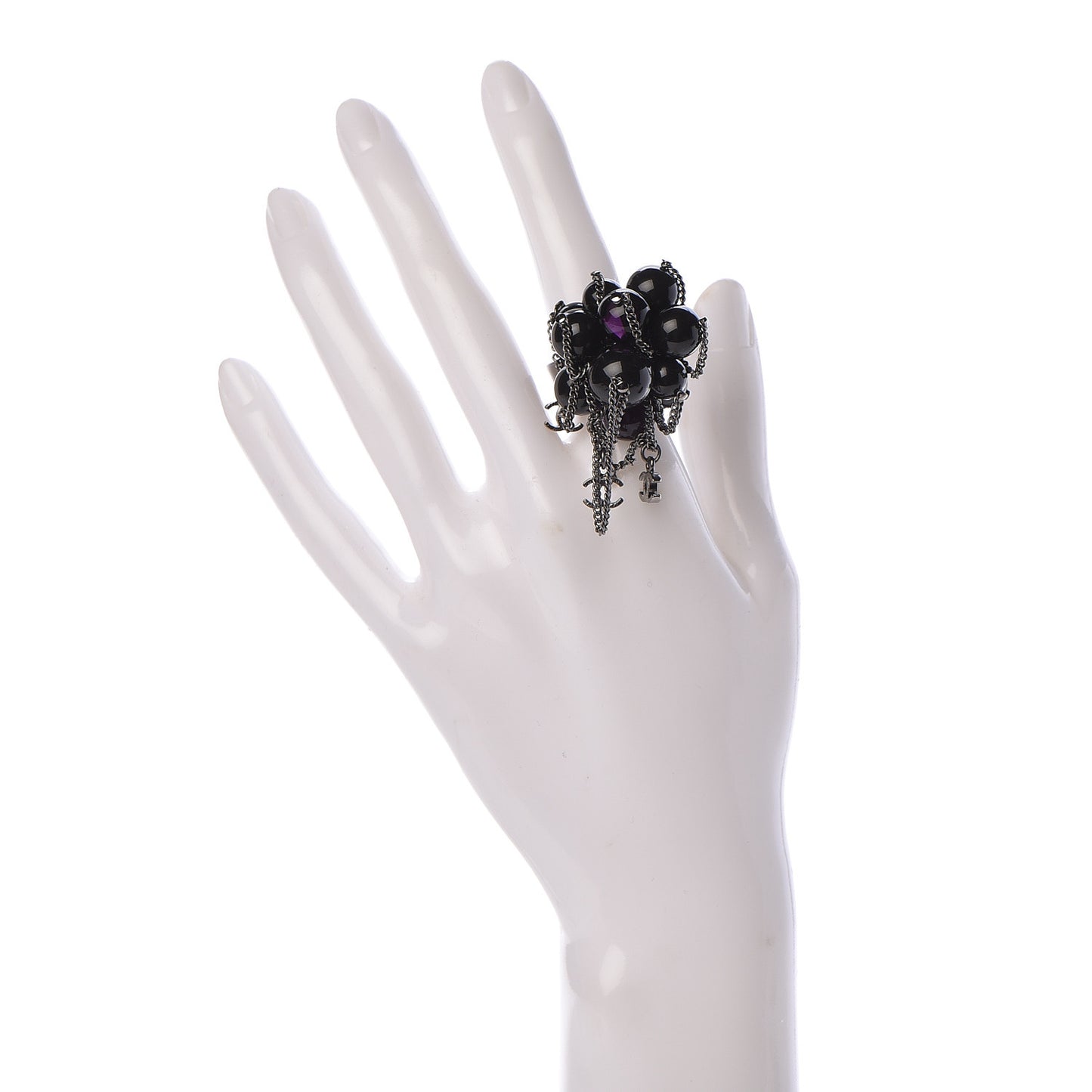 Ruthenium Beaded CC Ring 6.25 Purple