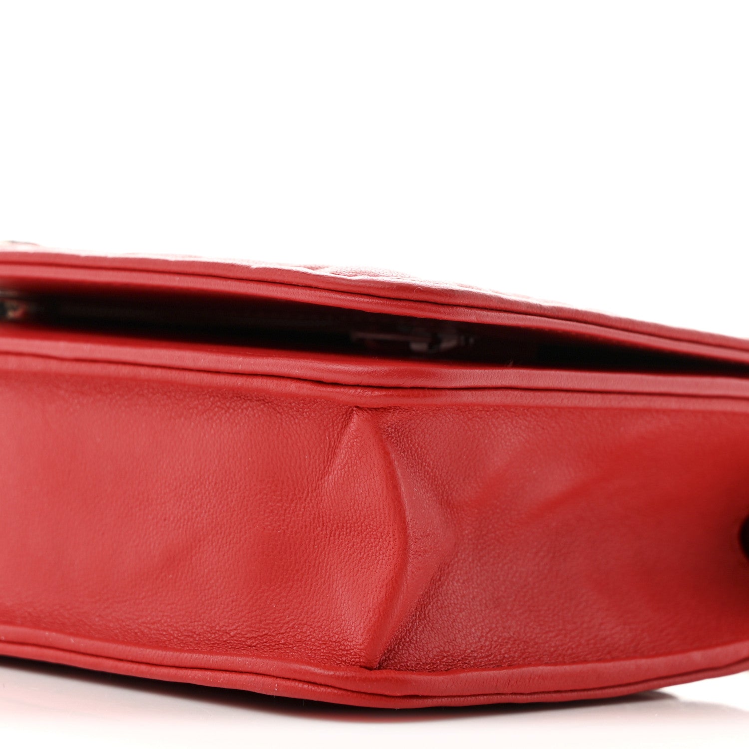 Chanel Lambskin Camellia Embossed Wallet on Chain WOC Red 11 of 12