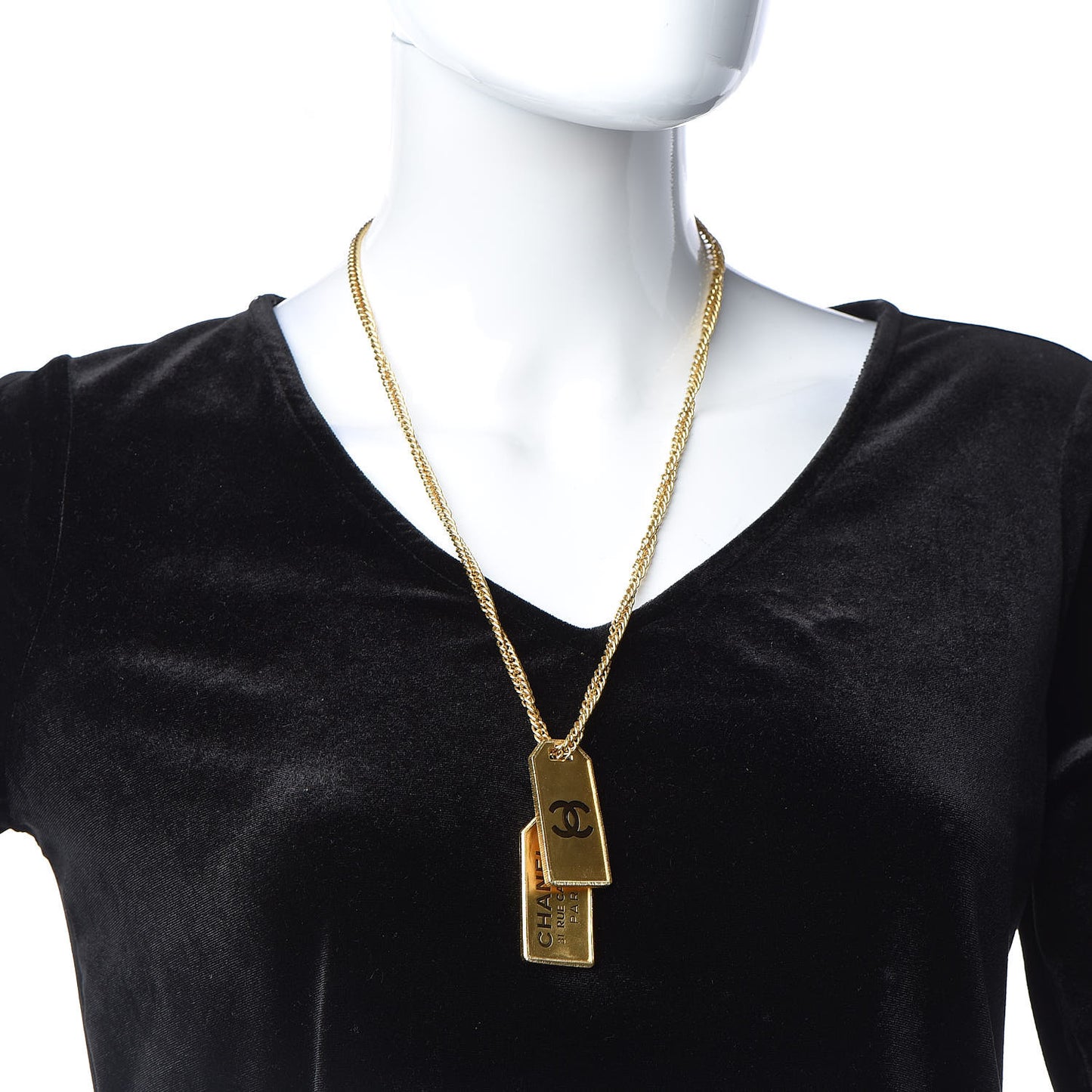 ID Dog Tag Charm Necklace Gold