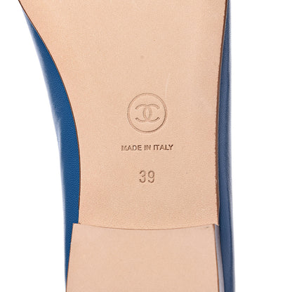 Chanel Goatskin Cap Toe CC Ballerina Flats 39 Blue 8 of 9