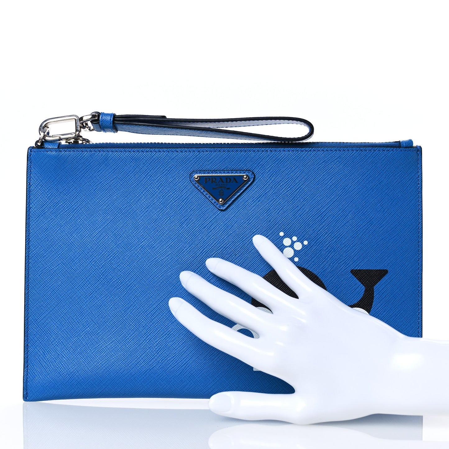 Saffiano Whale Flat Wristlet Pouch Marea