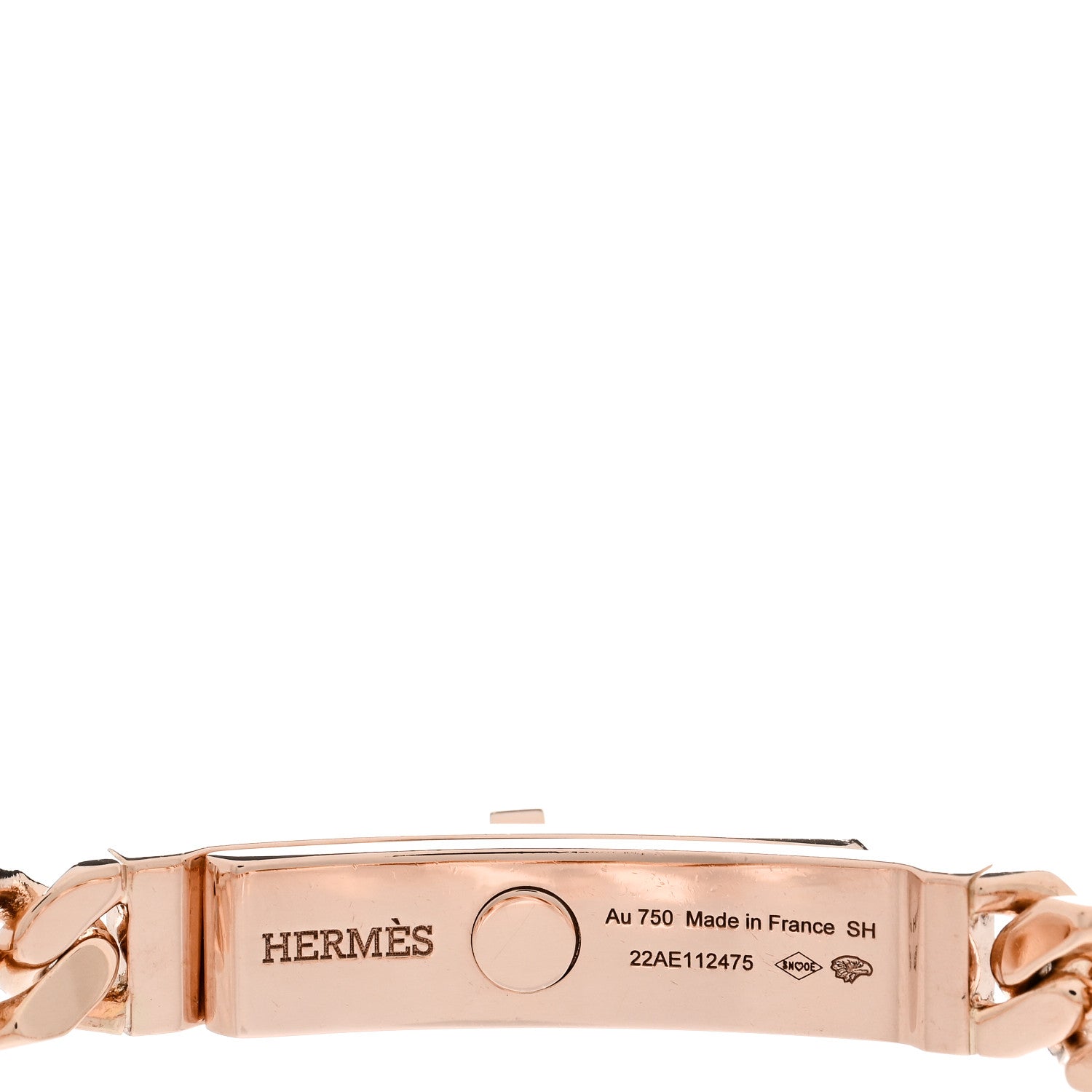 Hermes 18K Rose Gold Diamond PM Kelly Chaine Bracelet SH 3 of 4