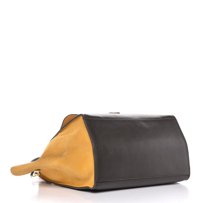 Celine Smooth Calfskin Suede Medium Tri-Color Trapeze Mustard 5 of 19