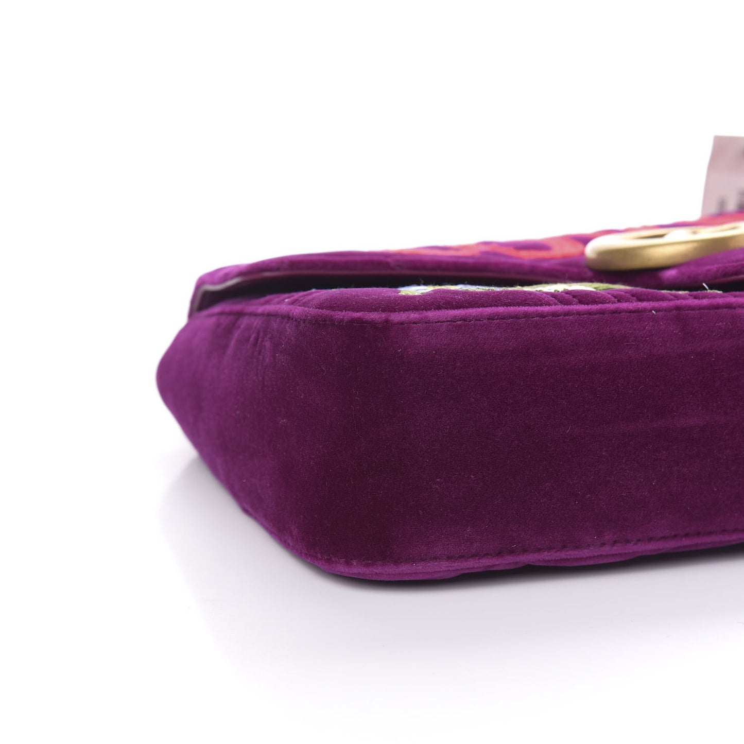 Velvet Matelasse Loved Embroidered Medium GG Marmont Shoulder Bag Fuchsia Violet Cyclamen