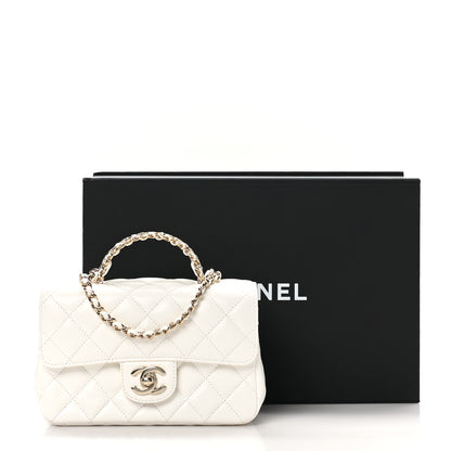 Chanel Lambskin Quilted Mini Crystal Top Handle Rectangular Flap White 11 of 11