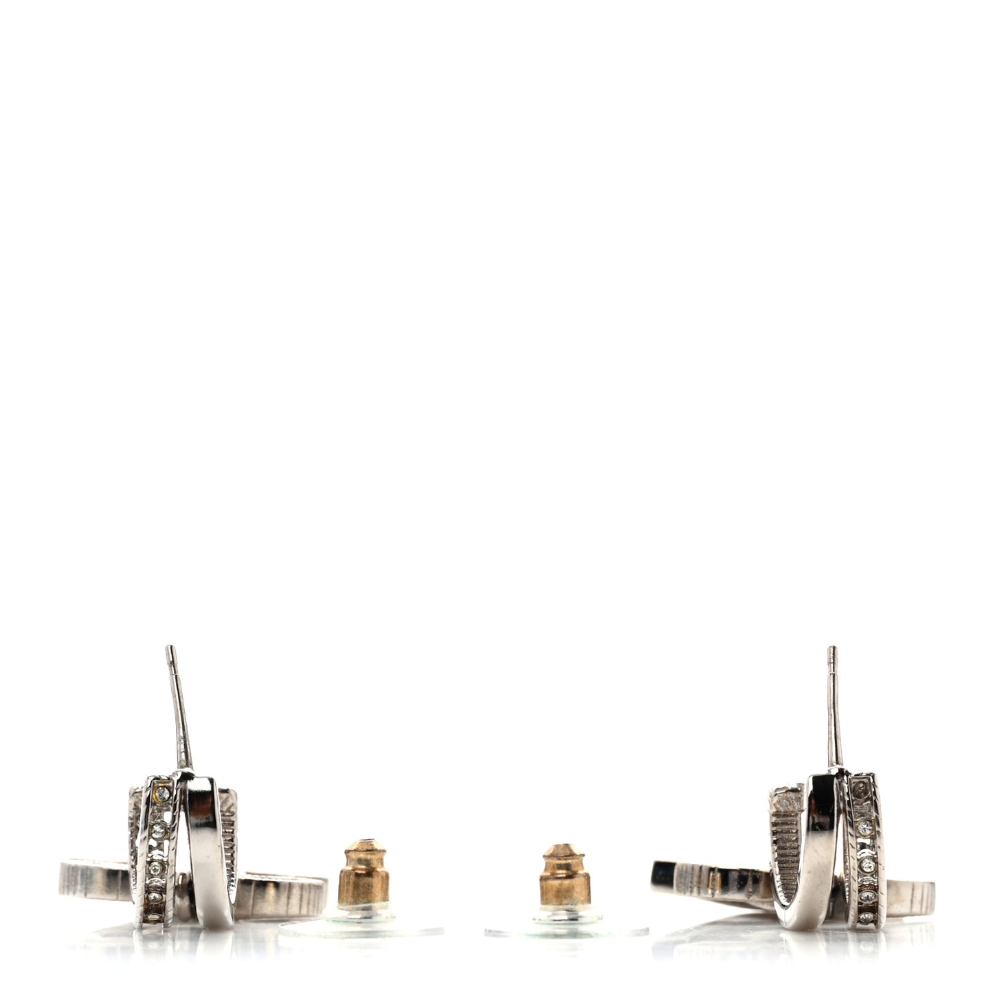 Crystal CC Drop Earrings Silver
