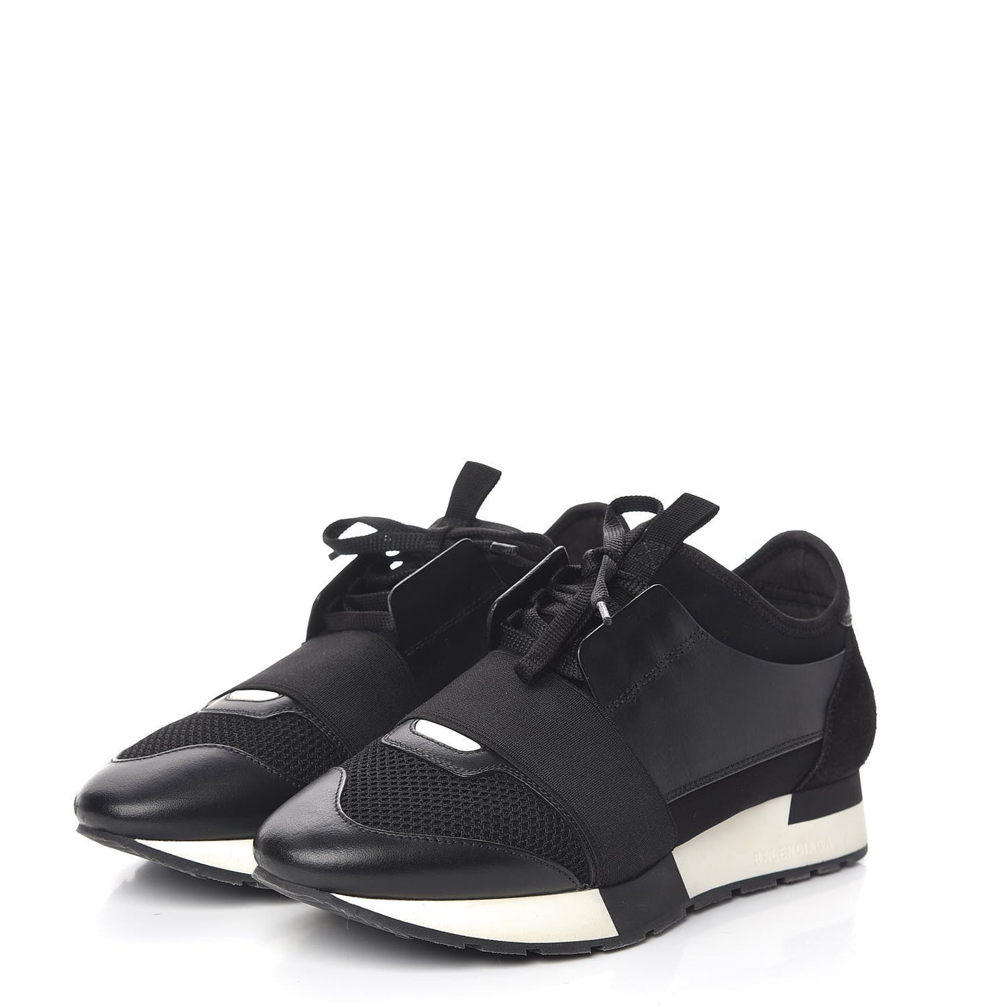 Mesh Calfskin Neoprene Suede Womens Race Runner Sneakers 38 Black