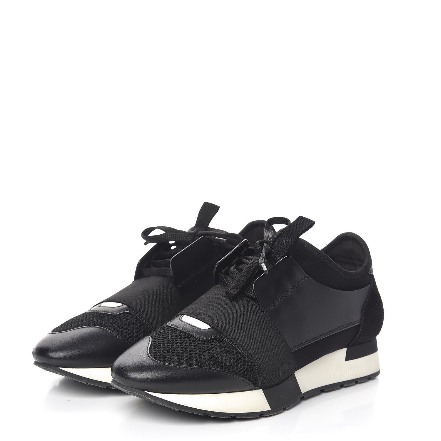 Balenciaga Mesh Calfskin Neoprene Suede Womens Race Runner Sneakers 38 Black 3 of 12