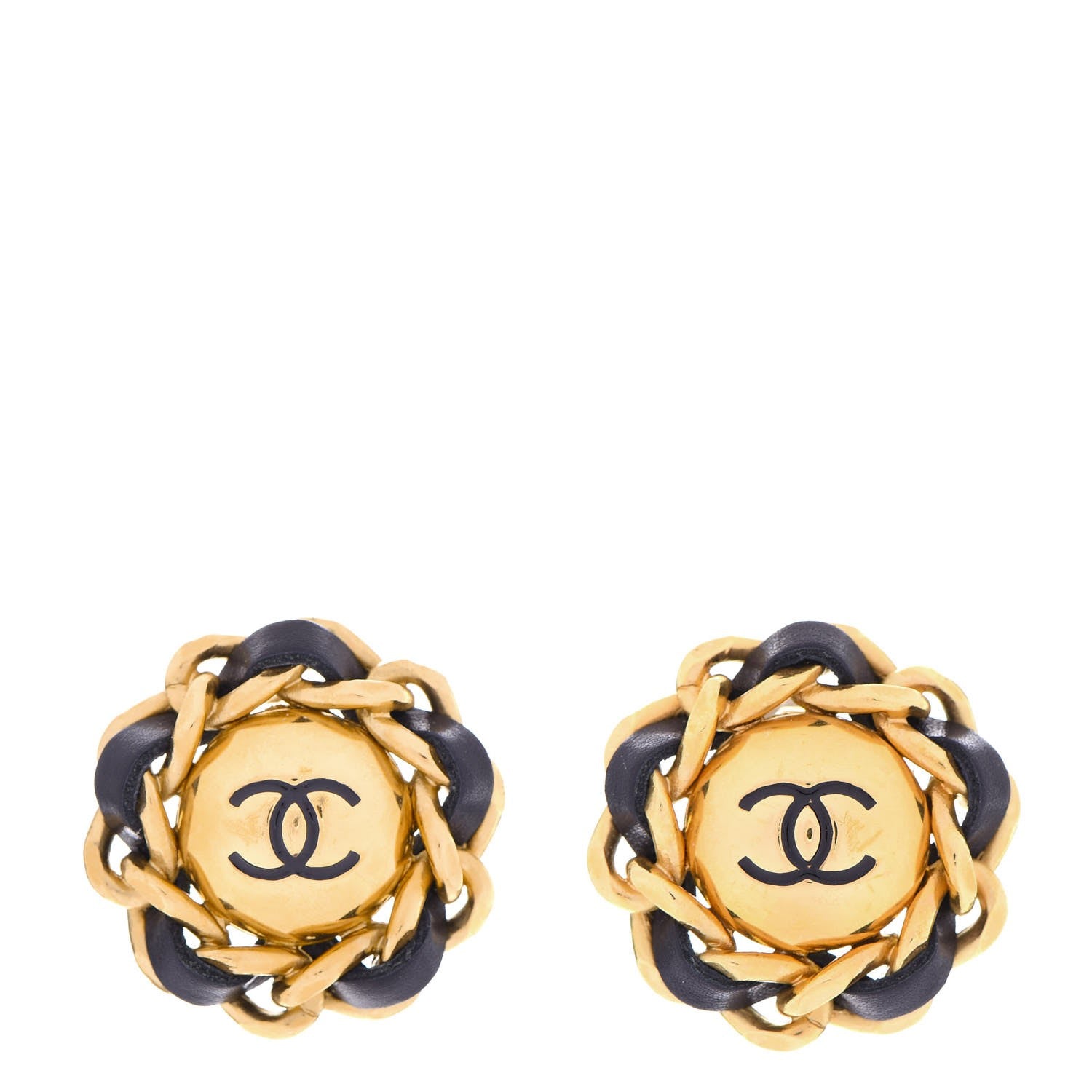 Chanel Lambskin Chain CC Clip On Earrings Gold 1 of 7