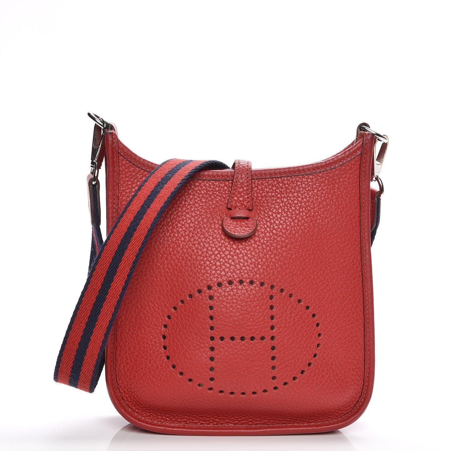 Hermes Taurillon Clemence Amazone Evelyne TPM Rouge Casaque Bleu Saphir 1 of 9