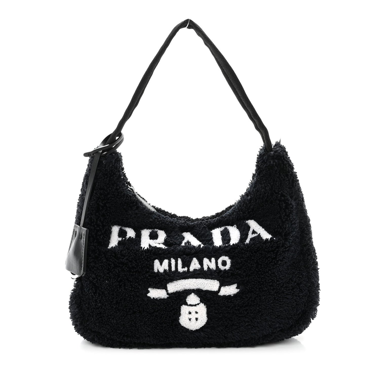 Terry Cloth Mini Re-Edition 2000 Bag Black White