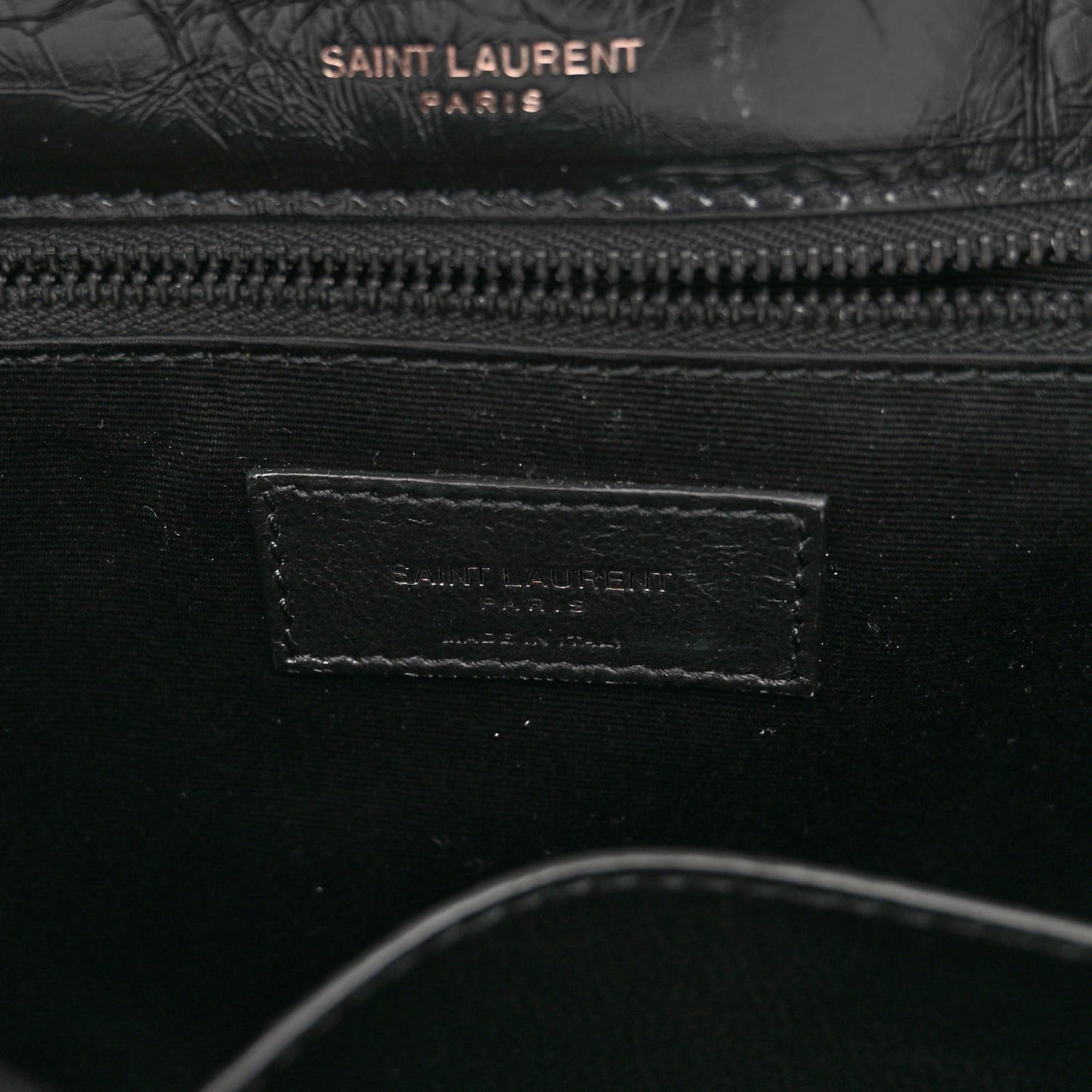 Crinkled Calfskin Matelasse Monogram Medium Niki Chain Satchel Black