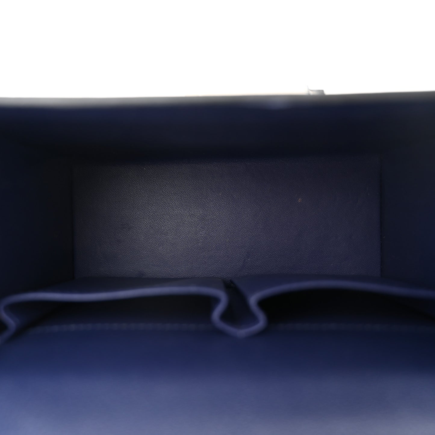 Chevre Mysore Cinhetic Boxy Top Handle Bag Blue Encre