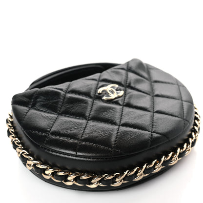 Chanel Lambskin Quilted Chain Around Pouch Black 8 of 9