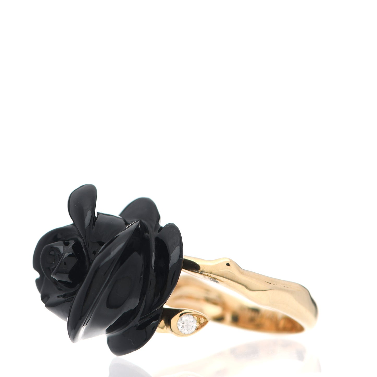 18K Yellow Gold Diamond Black Onyx Dior Pre Catelan Ring 57 8