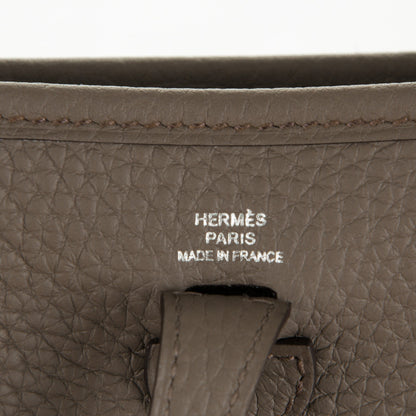 Hermes Taurillon Clemence Amazone Evelyne TPM Etain Rouge Casaque 6 of 7