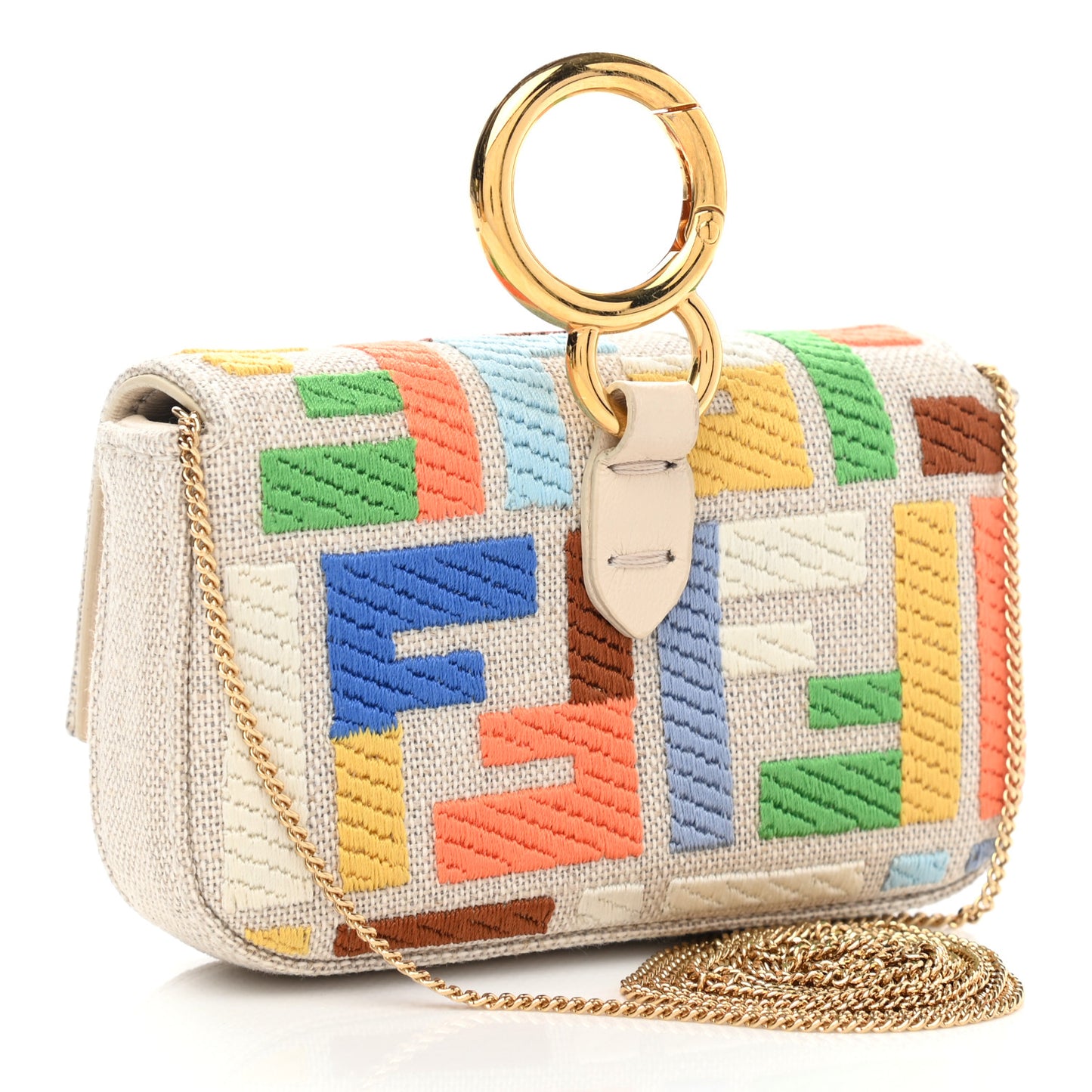 Kuban Canvas FF Embroidered Nano Baguette Charm Grezzo Multicolor