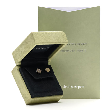 Van Cleef & Arpels 18K Yellow Gold Mother of Pearl Sweet Alhambra Earrings 5 of 5