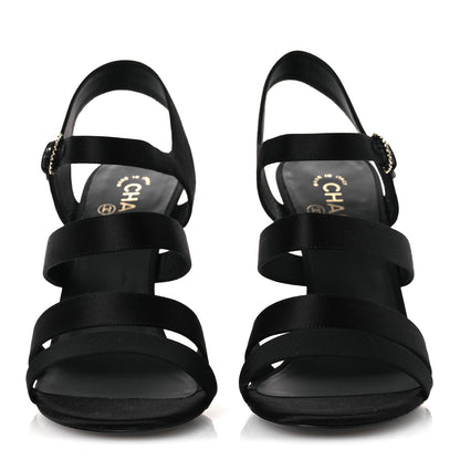 Chanel Kid Suede Pearl Sandals 42 Black 3 of 12