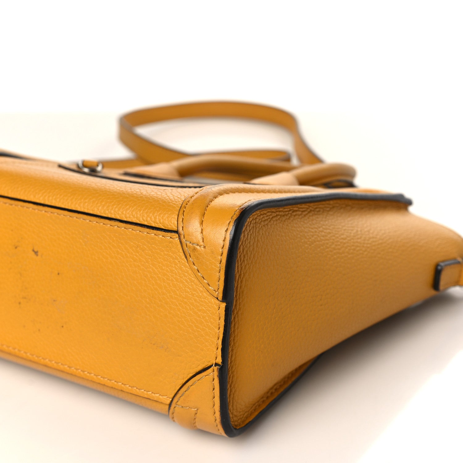 Celine Drummed Calfskin Nano Luggage Ocre 9 of 17
