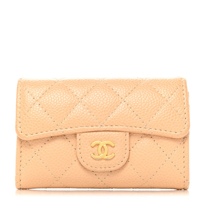 Chanel Caviar Quilted Flap Card Holder Wallet Beige 1 of 8