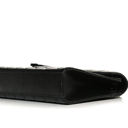 Saint Laurent Grain De Poudre Textured Mixed Matelasse Triquilt Medium Monogram Satchel Black 10 of 13