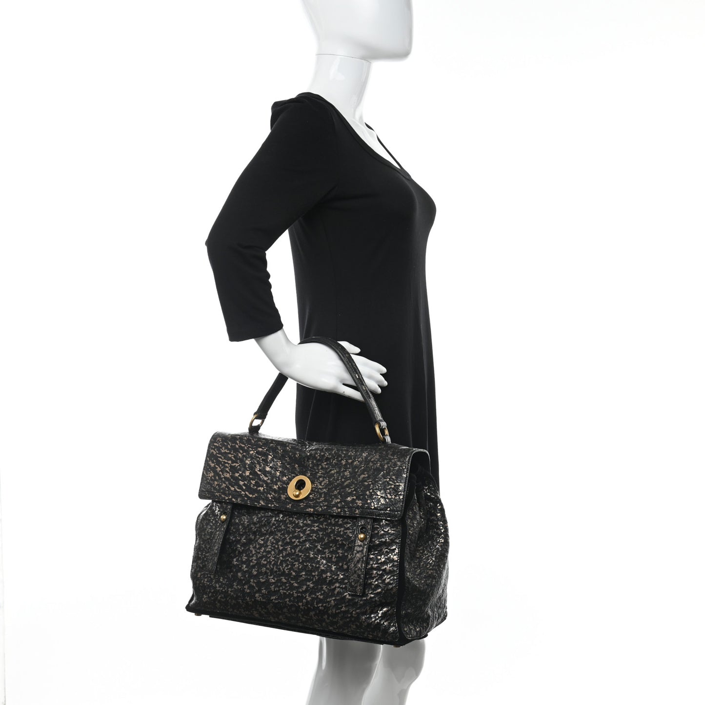 Ostrich Large Muse Two Black Gold