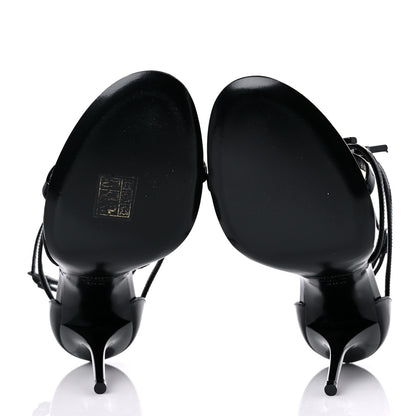 Saint Laurent Patent Cassandra 100 Ankle Strap Sandals 38.5 Black 5 of 11