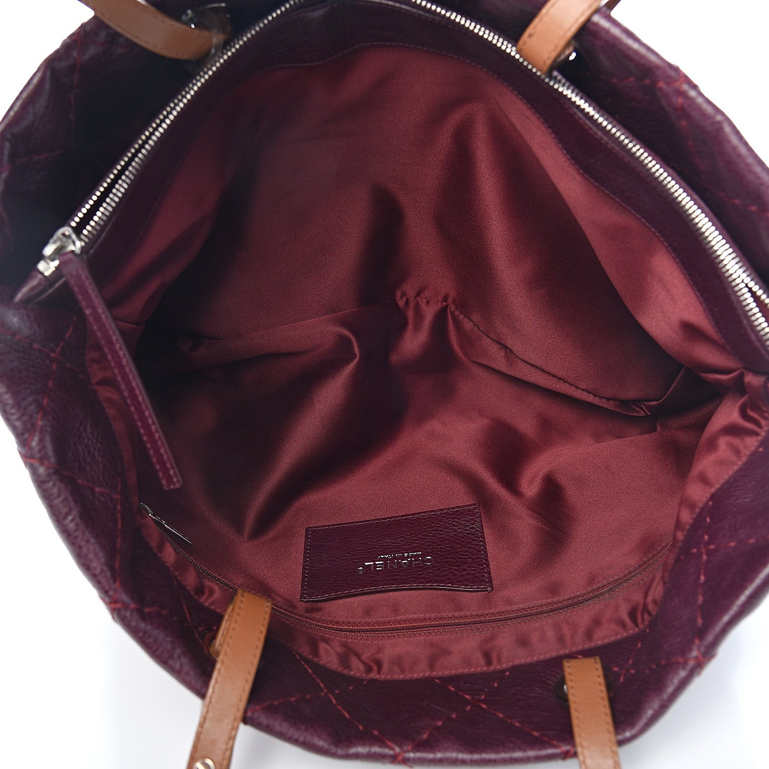 Chanel Glazed Calfskin Large On the Road Tote Plum 6 of 11