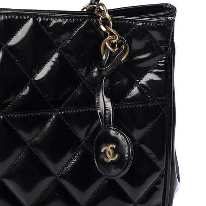 Chanel Patent Quilted Tote Black 9 of 14