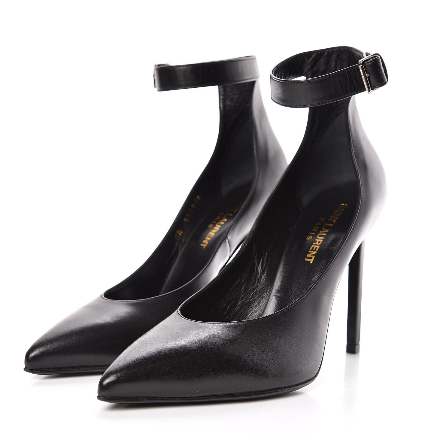 Seta Calfskin Astra Paris 105 Ankle Strap Pumps 36 Black