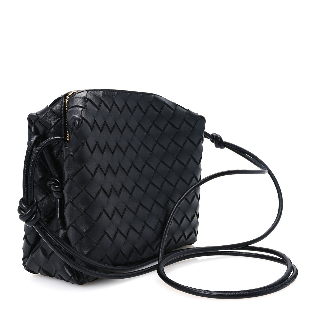 Nappa Intrecciato Small Loop Camera Bag Black