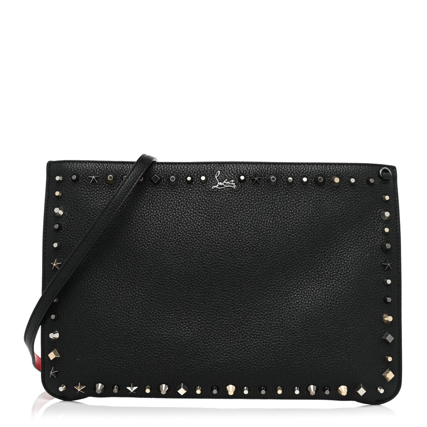 Calfskin Empire Trashmix Spike Loubiclutch Clutch Black