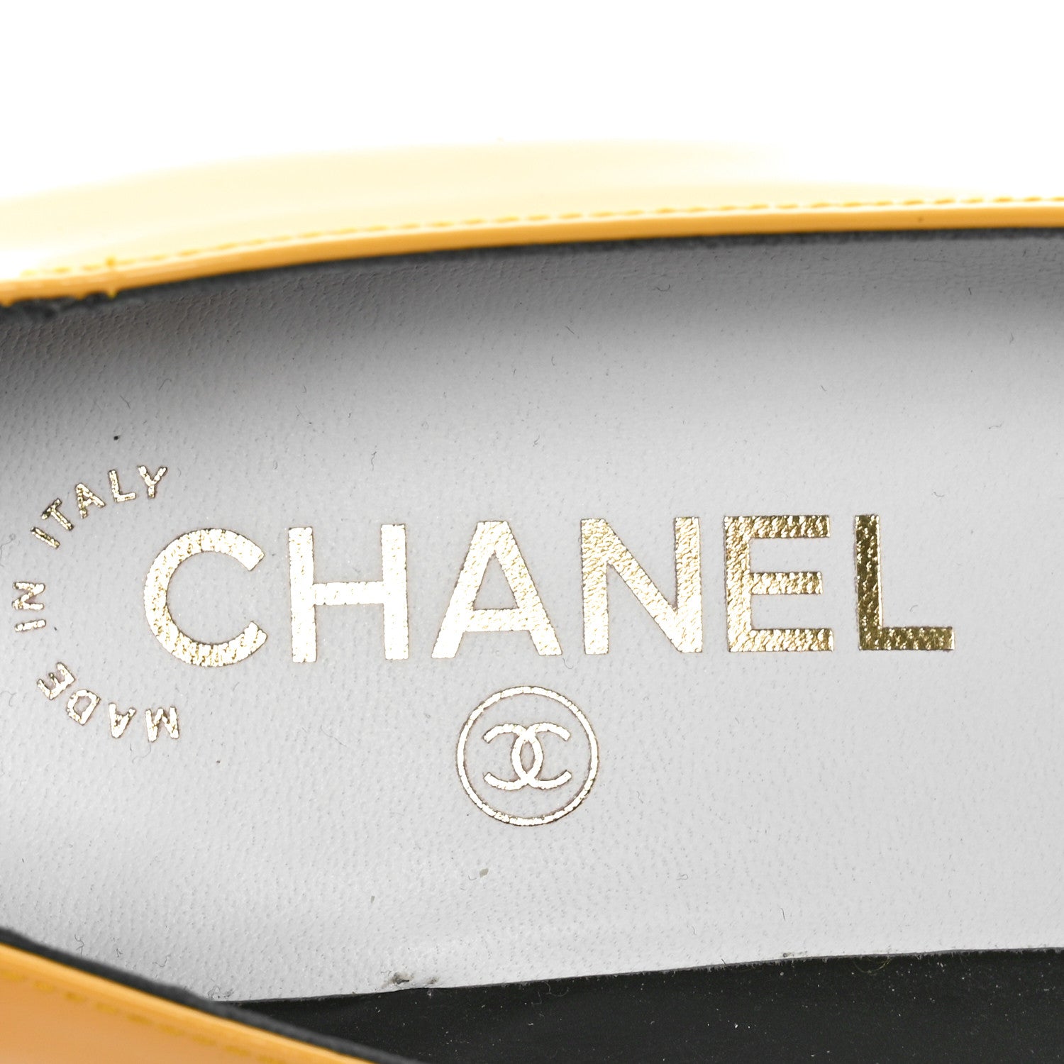 Chanel Patent Calfskin Pumps 38 Black Yellow 7 of 9