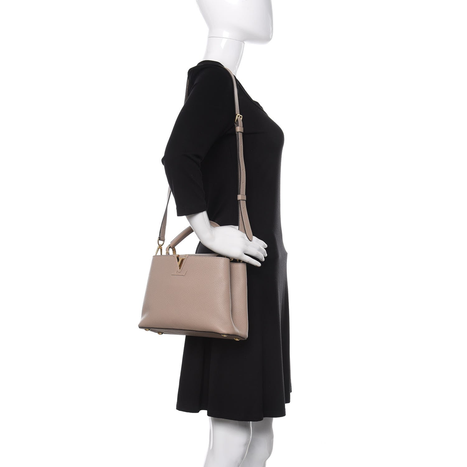 Louis Vuitton Taurillon Capucines BB Galet 2 of 11