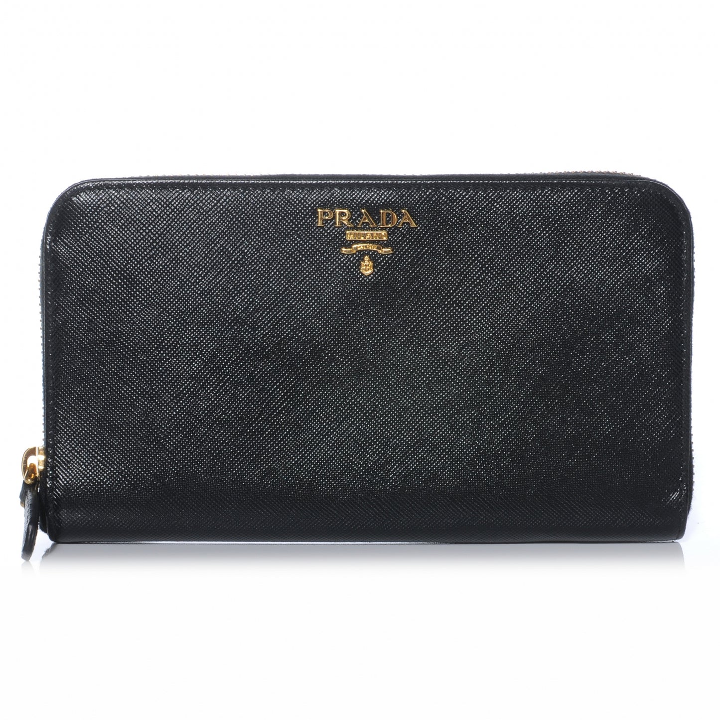 Saffiano Metal Zip Around Wallet Nero Black
