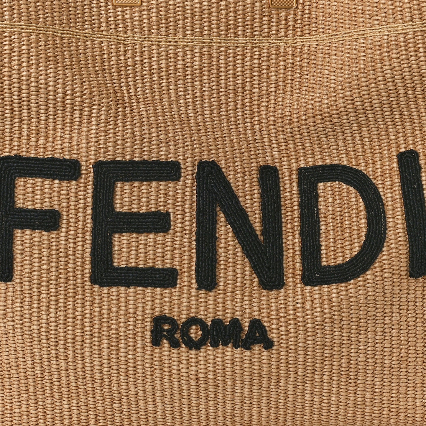 Straw Vitello King Plexiglass Woven Large Fendi Sunshine Shopper Tote Natural Black