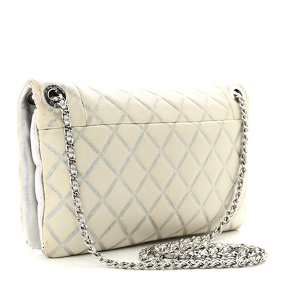 Chanel Metallic Distressed Lambskin Quilted CC Flap Ivory 3 of 16