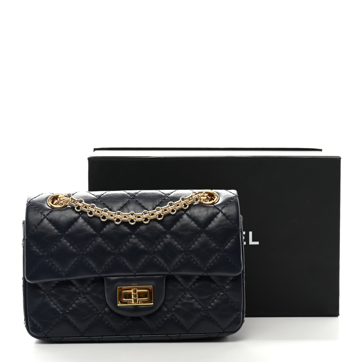 Aged Calfskin Quilted 2.55 Reissue Mini Flap Navy
