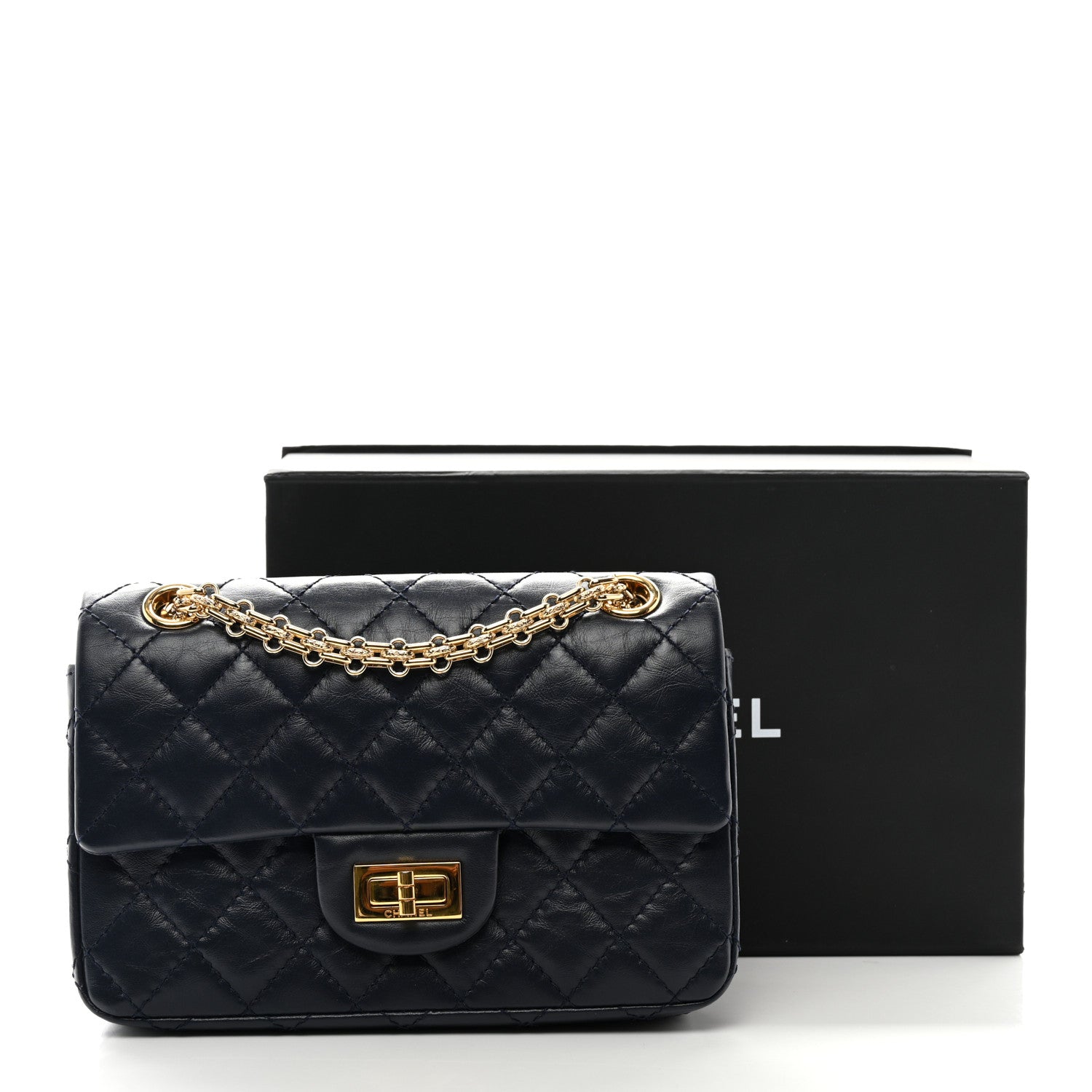 Chanel Aged Calfskin Quilted 2.55 Reissue Mini Flap Navy 10 of 10