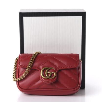 Gucci Calfskin Matelasse GG Marmont 2.0 Coin Purse On A Chain Hibiscus Red 10 of 10