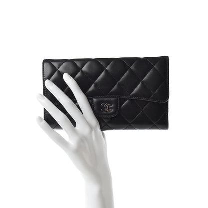 Chanel Lambskin Quilted Large Flap Wallet Black 2 of 8