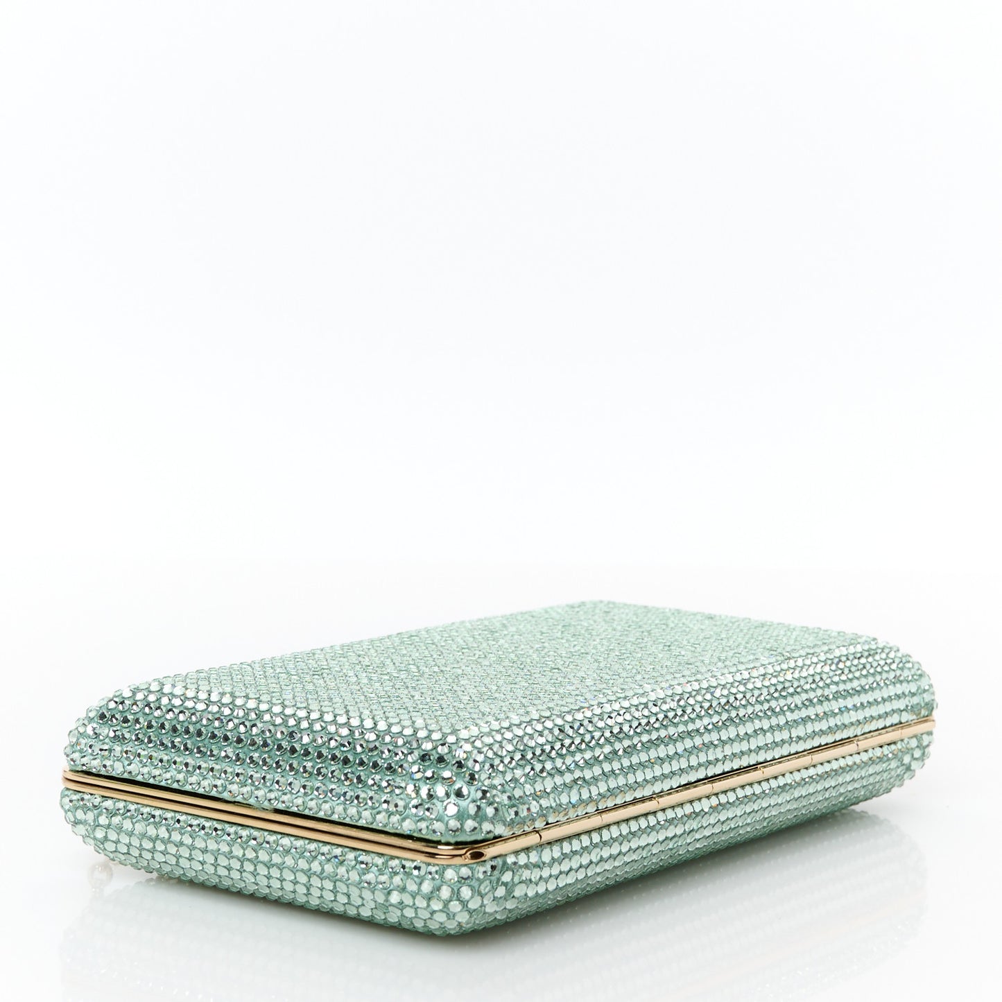 Satin Crystal Clemmie Clutch Smoke Green