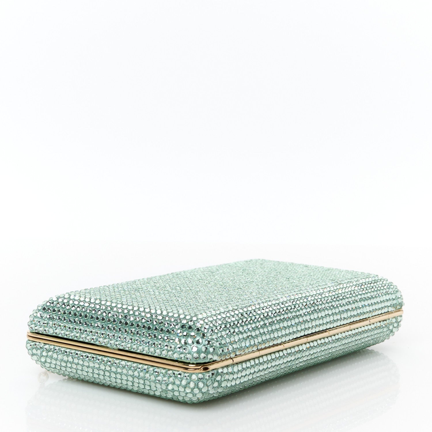 Jimmy Choo Satin Crystal Clemmie Clutch Smoke Green 4 of 10