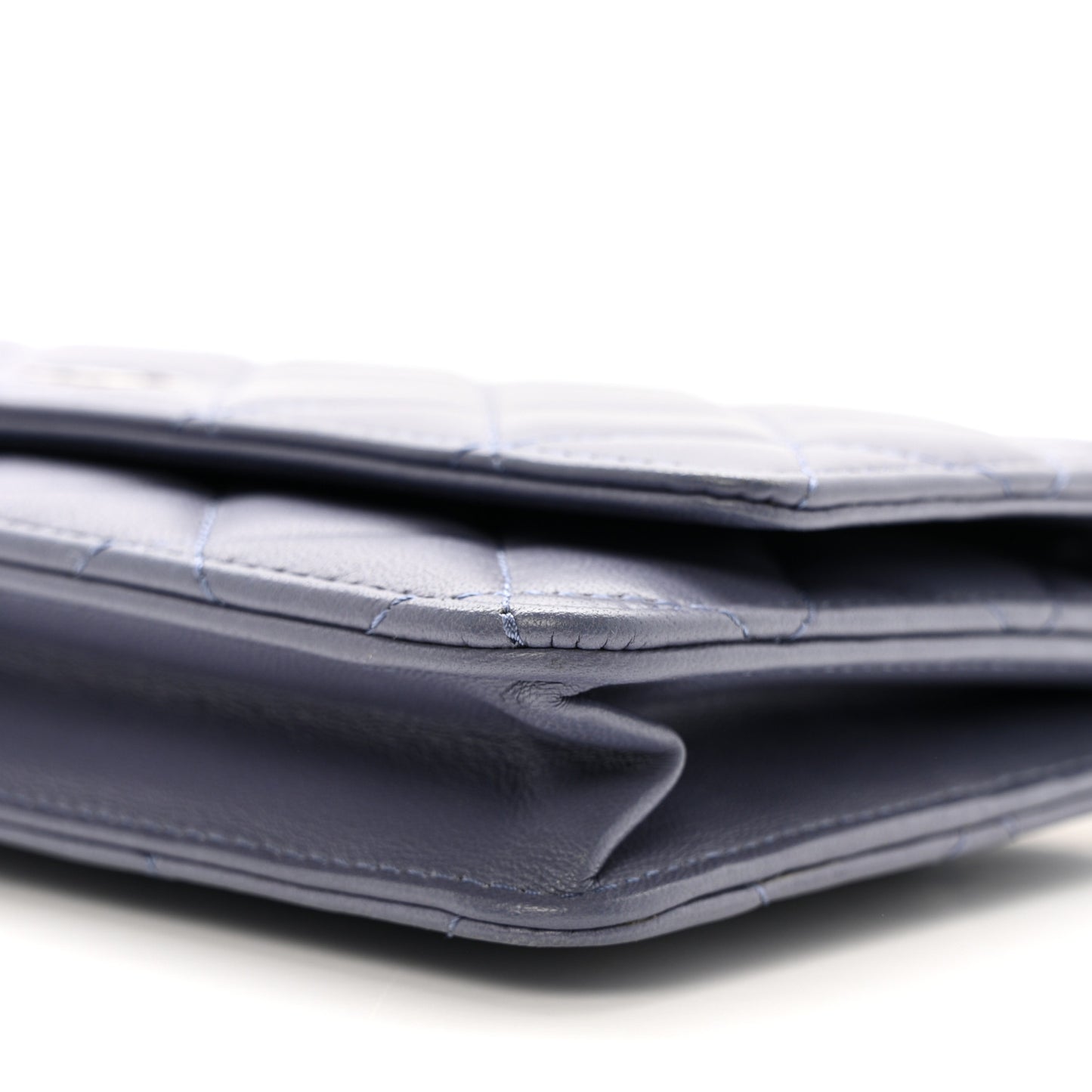 Lambskin Quilted Wallet On Chain WOC Dark Blue