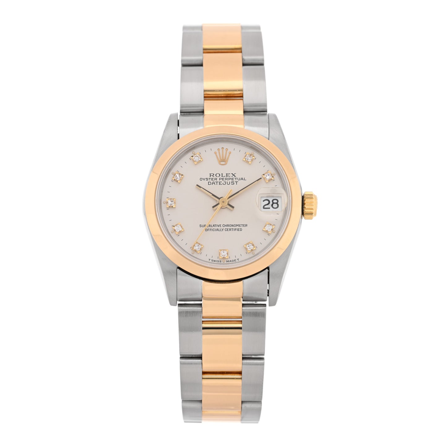 Stainless Steel 18K Yellow Gold Diamond 31mm Oyster Perpetual Datejust Watch Silver 68243